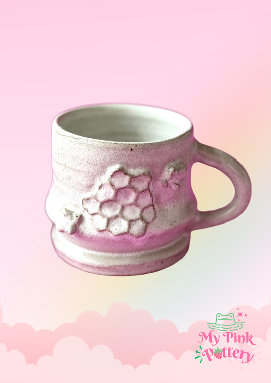 Happy Bee Hive Mug_ Hand Made Stoneware mug