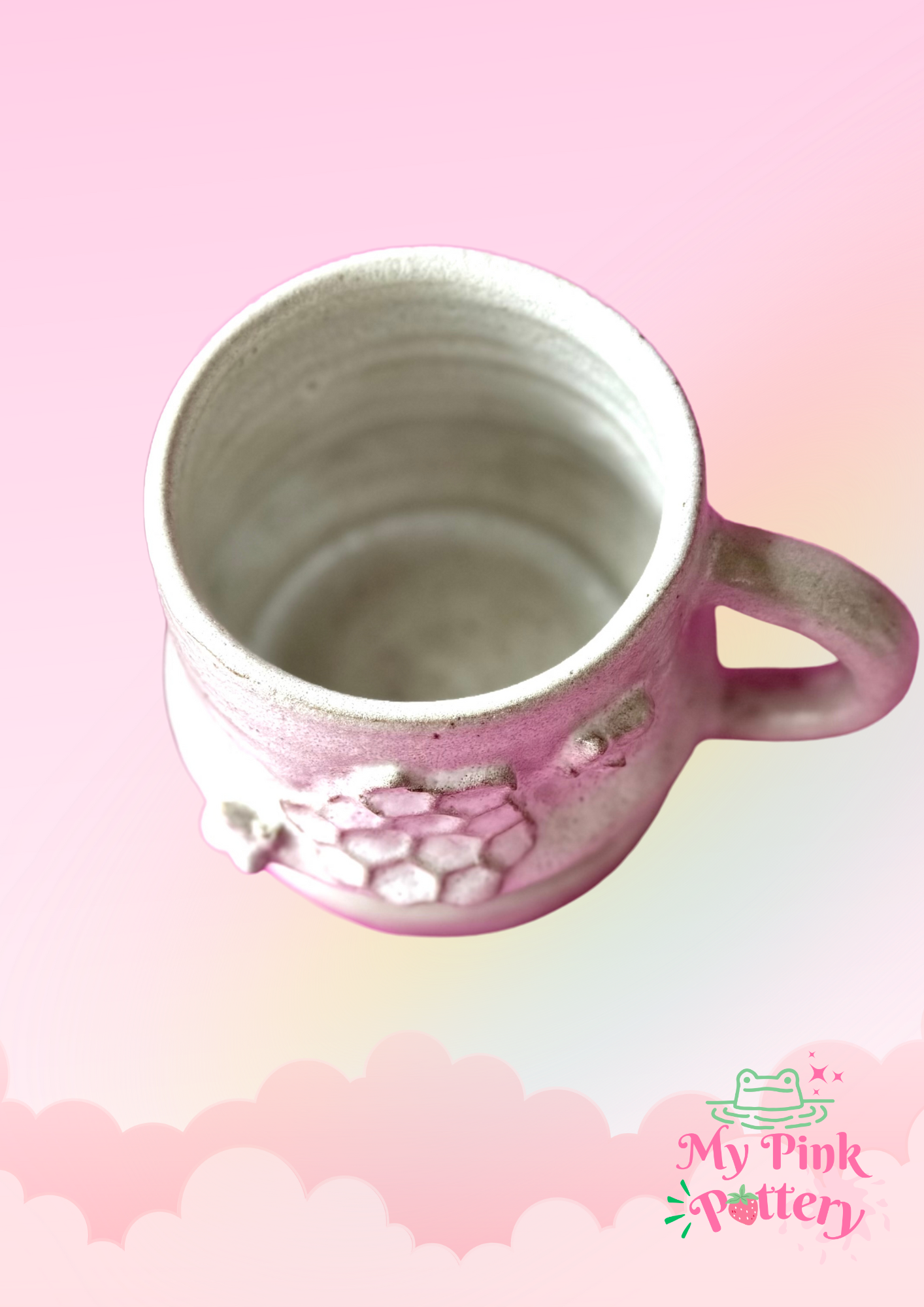 Happy Bee Hive Mug_ Hand Made Stoneware mug