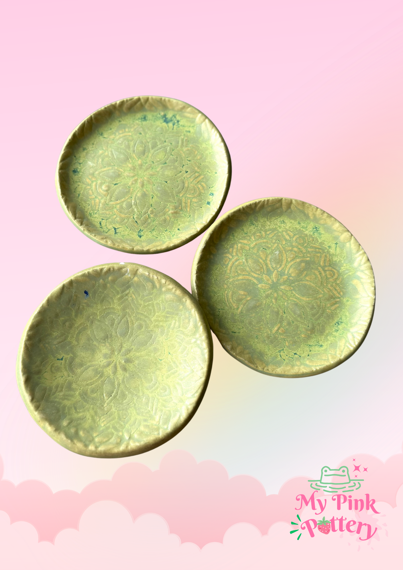 Organic matt green paisley jewellery dish
