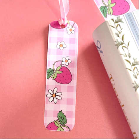 Strawberry Check_Ribbon Book Marks