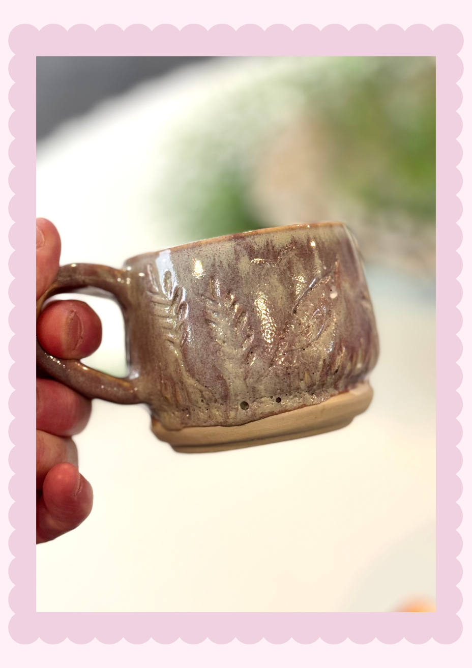 Plum carved mug