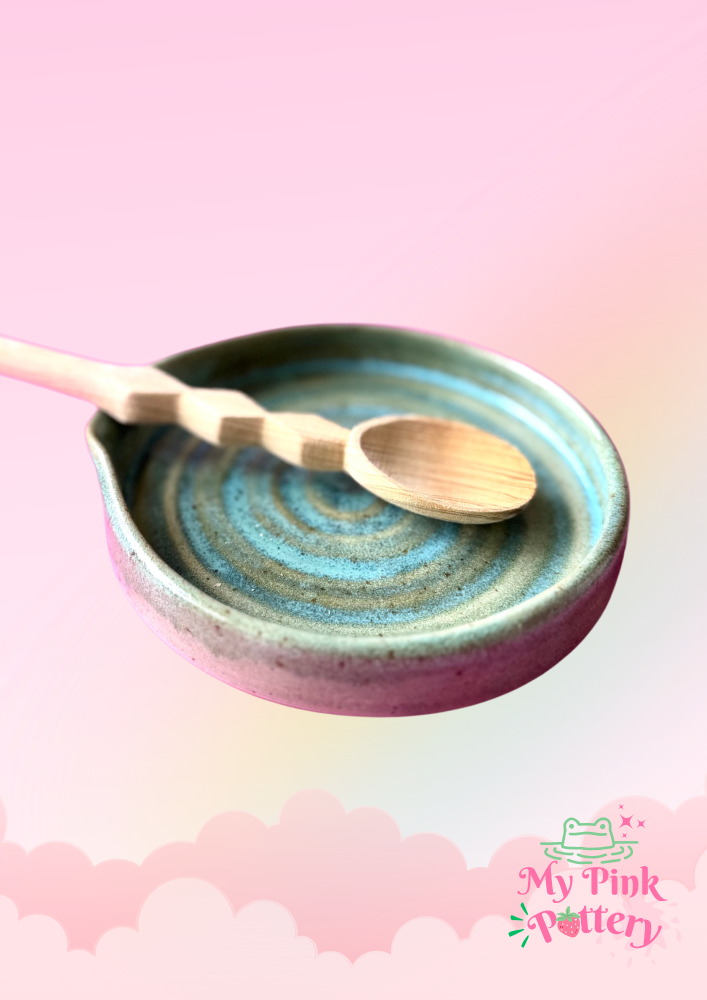 Sea Green Swirl Spoon Rest - (Stoneware)