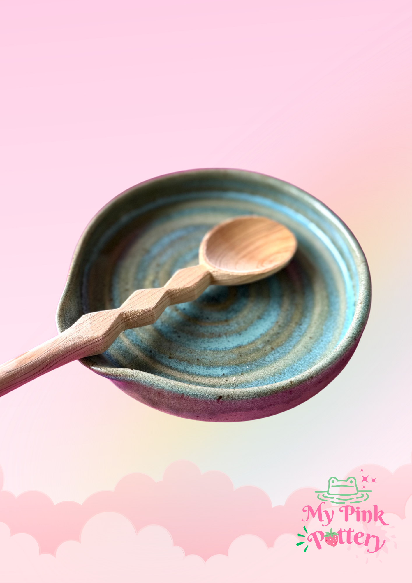 Sea Green Swirl Spoon Rest - (Stoneware)
