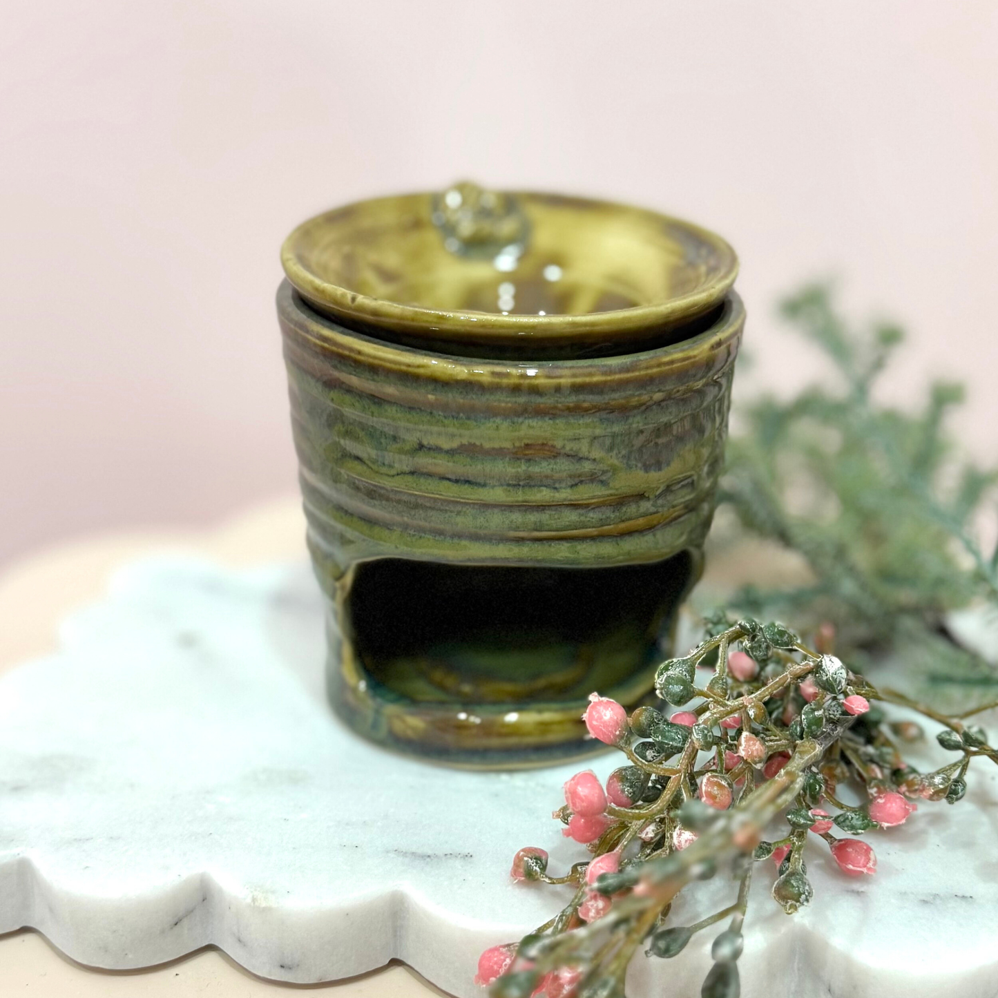 Swamp Green wax melter_Tea light holders & melters