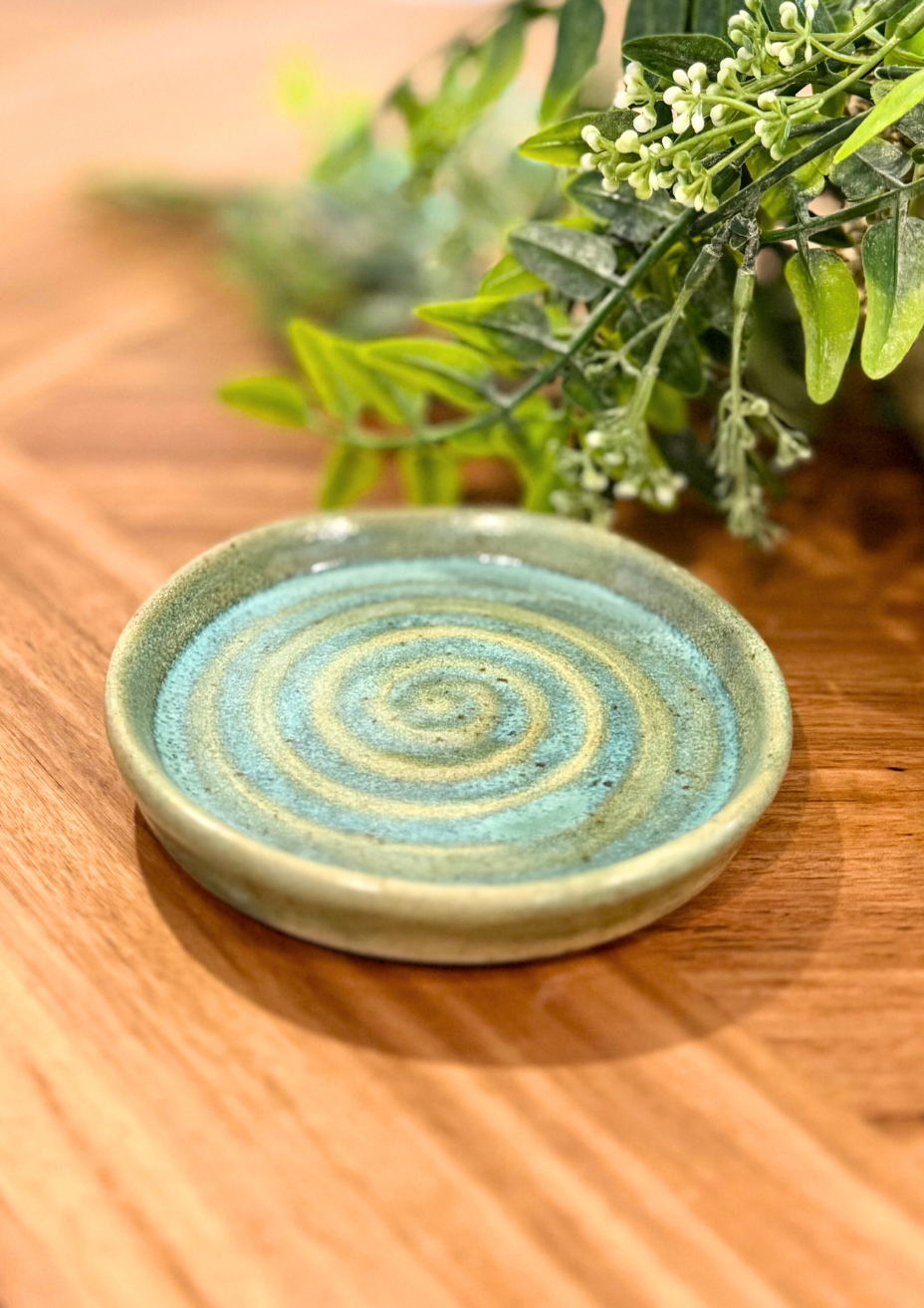 kiwi mint Stoneware jewellery tray