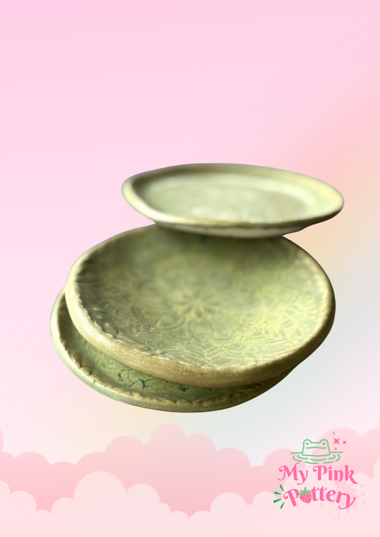 Organic matt green paisley jewellery dish