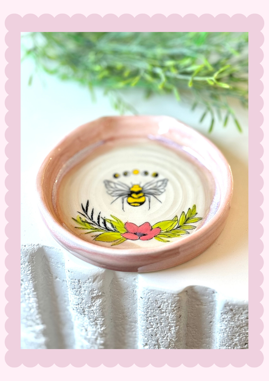 Spoon Rests_ Pink Floral Bee