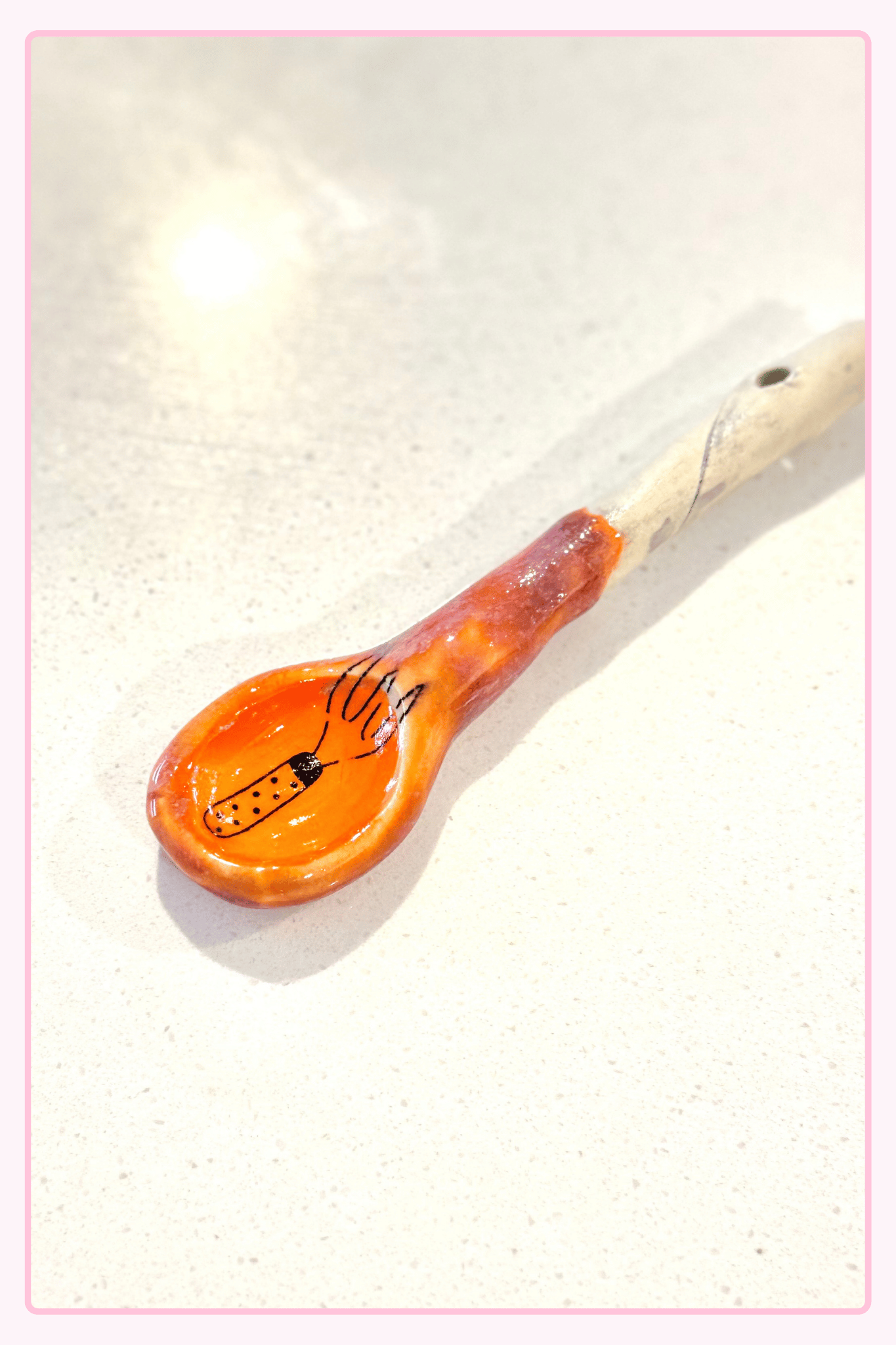 Organic Orange Stoneware spoons - garden fork