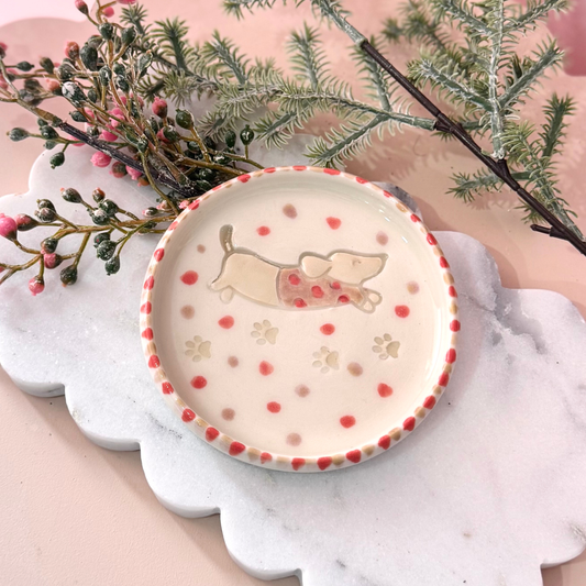 Mr Sausage dog  dish _ Hand Painted