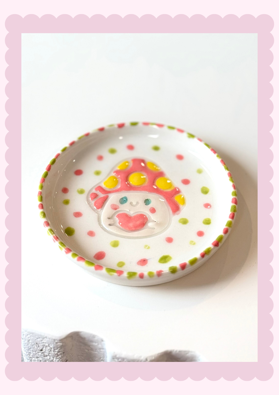 Pink Lemon Heart Mushie dish