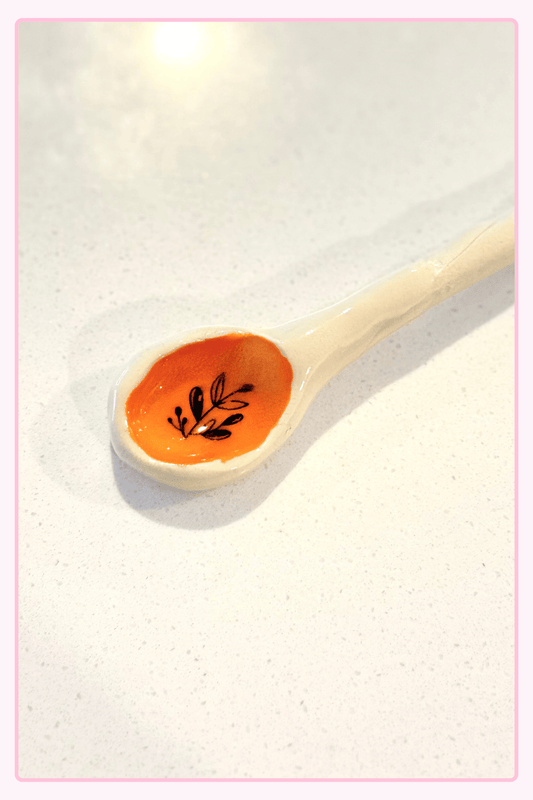 Organic Orange Stoneware spoons - plant