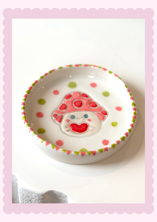 Red Heart Mushie dish